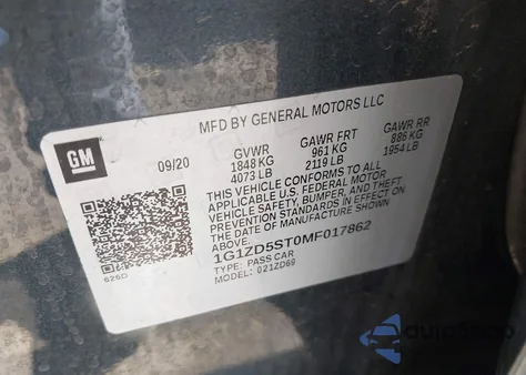 2021 Chevrolet Malibu Fwd Lt z USA, uszkodzony, nr VIN 1G1ZD5ST0MF017862